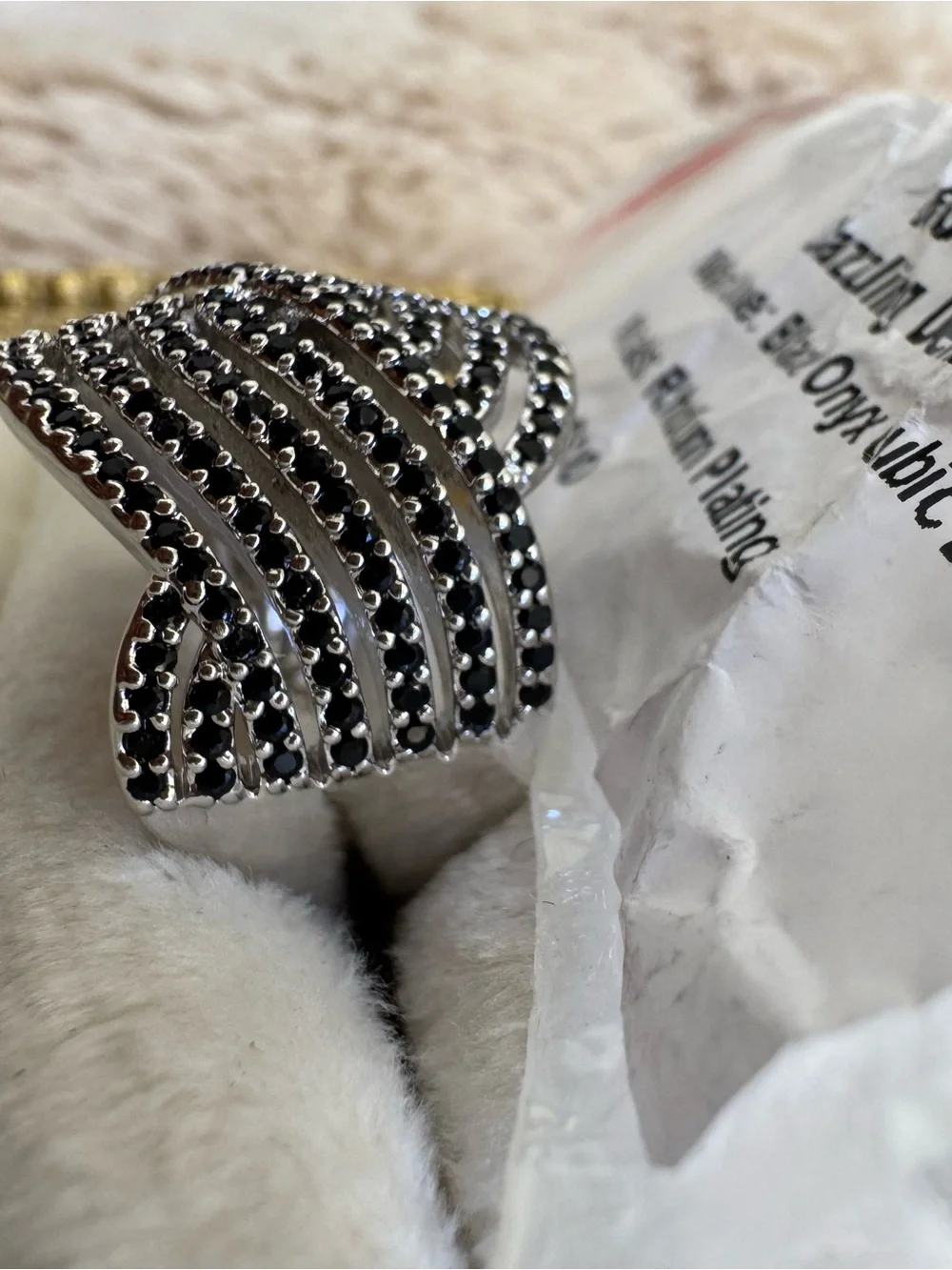 Dazzling Defiance - Black Onyx CZ Rhodium - Wave OG Ring- Bomb Party